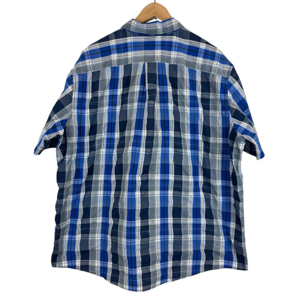 Eddie Bauer Travex Button Up Shirt Men’s 2XL Blue Plaid Short Sleeve Classic - Picture 4 of 4